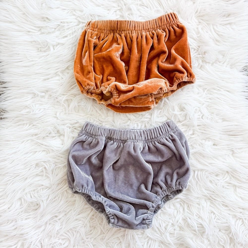 Velvet Bloomers Set | Gold & Silver Fit 6–24M